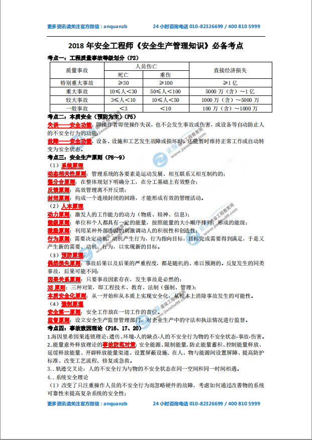 2018年安全工程師《安全生產(chǎn)管理知識》必備考點(diǎn)