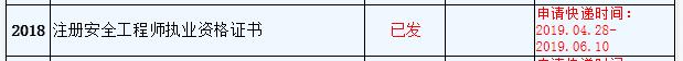 2018年注冊(cè)安全工程師執(zhí)業(yè)資格證書