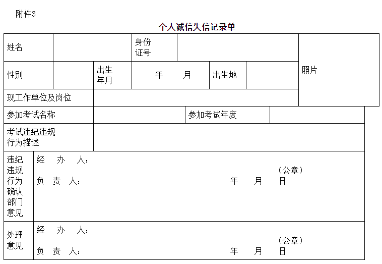 湖南個(gè)人誠(chéng)信失信記錄單