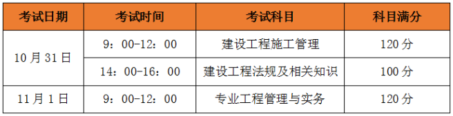 2020年湖北省二建考試時間